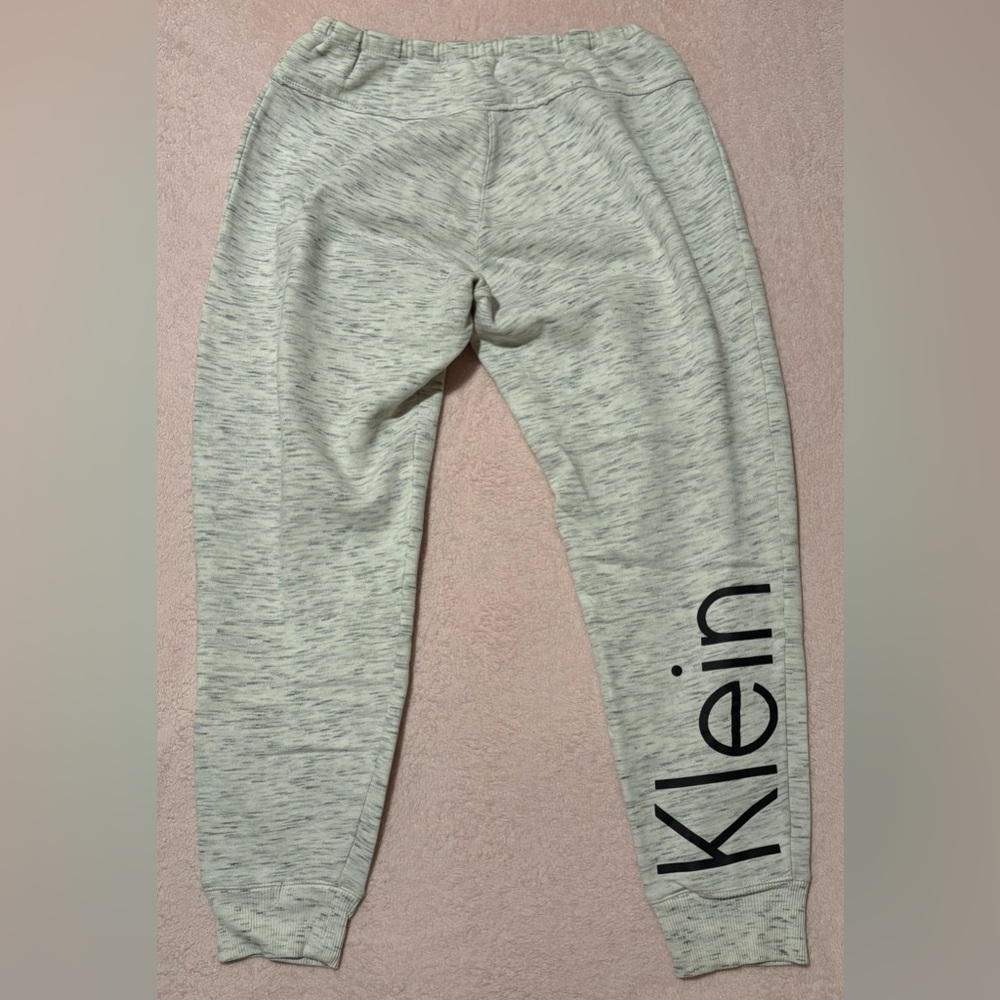 Calvin Klein Light Heather Grey Drawstring Waist Joggers - M - Picture 4 of 8